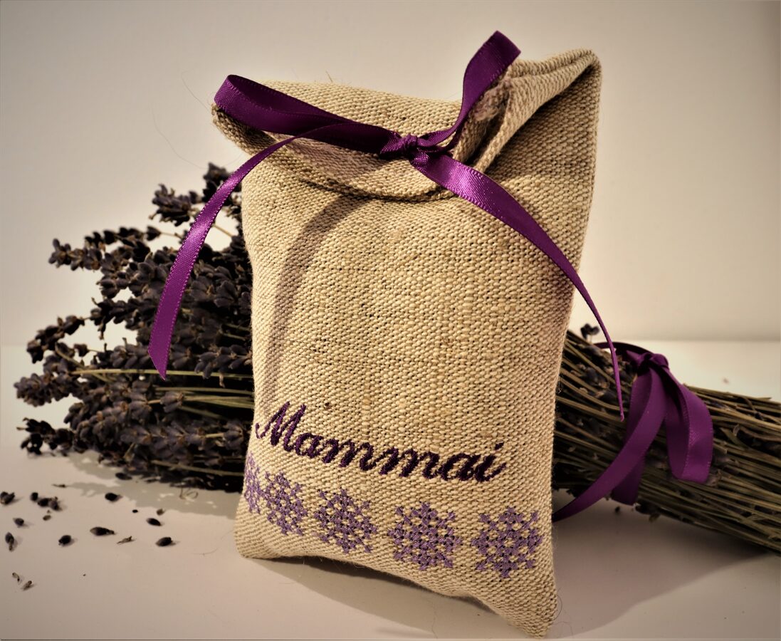 Lavender pillow with embroidery. A gift for mom.